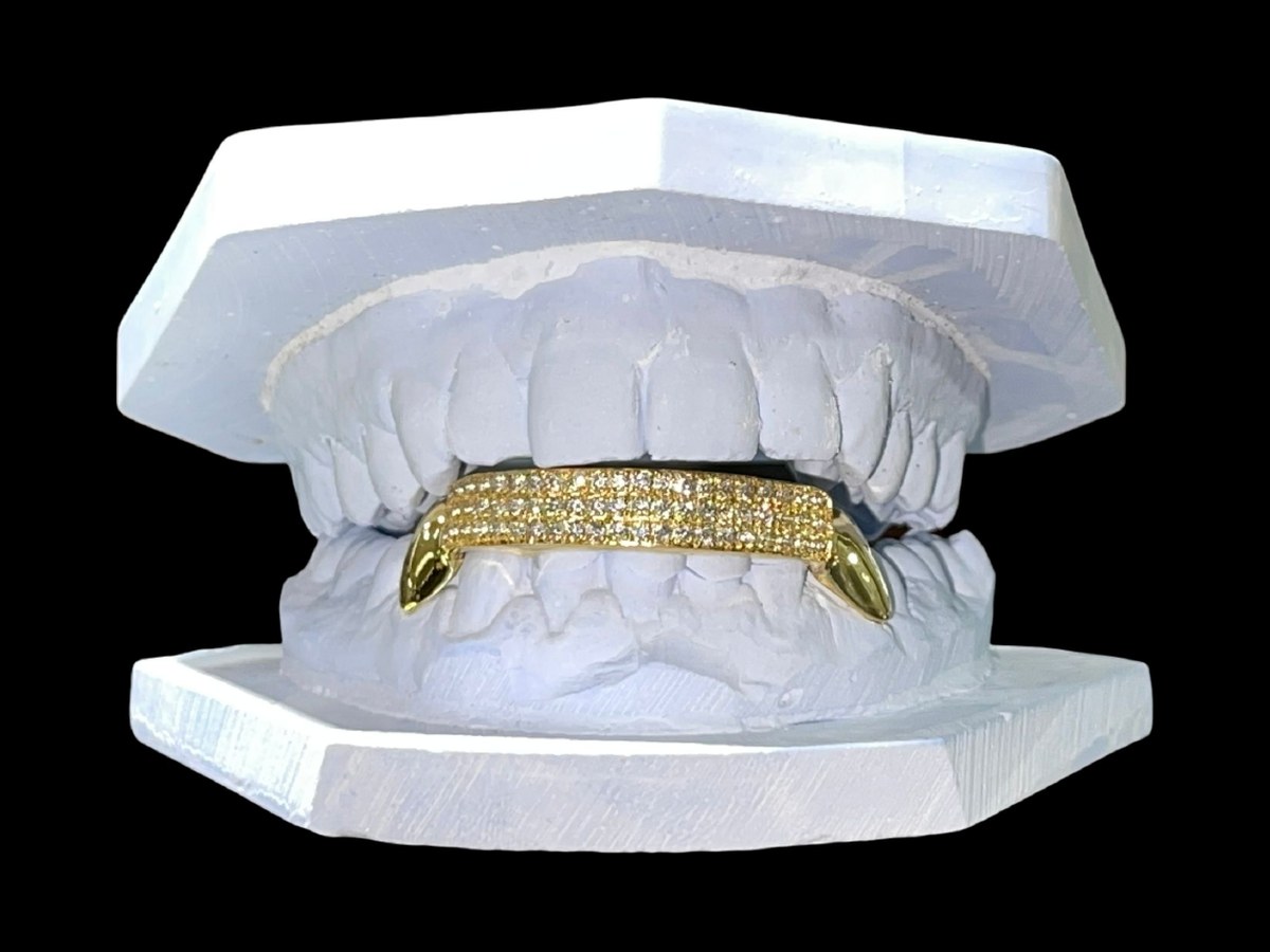 2 Pc + 3 Row SI Diamond Bar 10K Yellow Gold