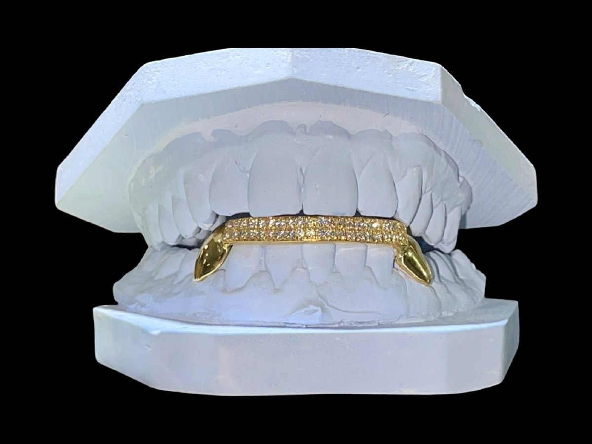 2 Pc + 2 Row SI Diamond Bar 10K Yellow Gold