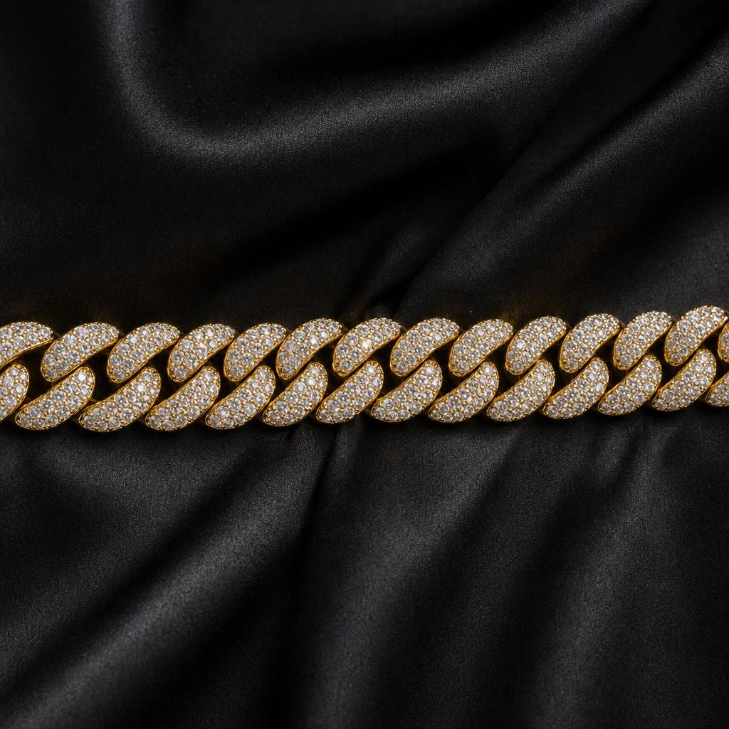 Fully iced-out diamond Cuban link chain